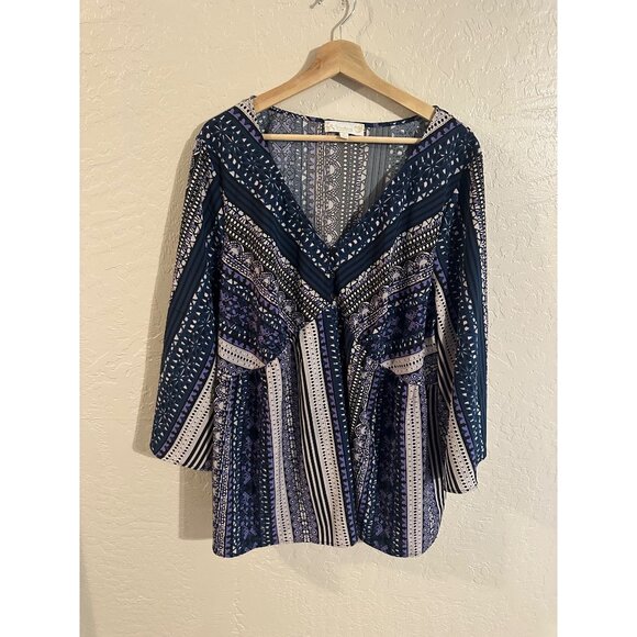 Weekend by Suzanne Betro Plus Size Paisley Boho Blouse - Picture 1 of 11